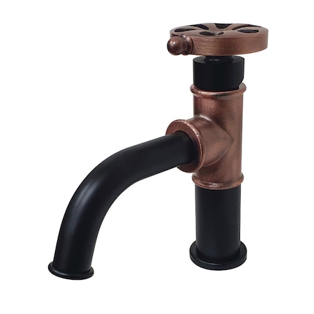 Kingston Brass KS282RXAC Single-Handle Bathroom Faucet with Push Pop-Up, Matte Black/Antique Copper KS282RXAC